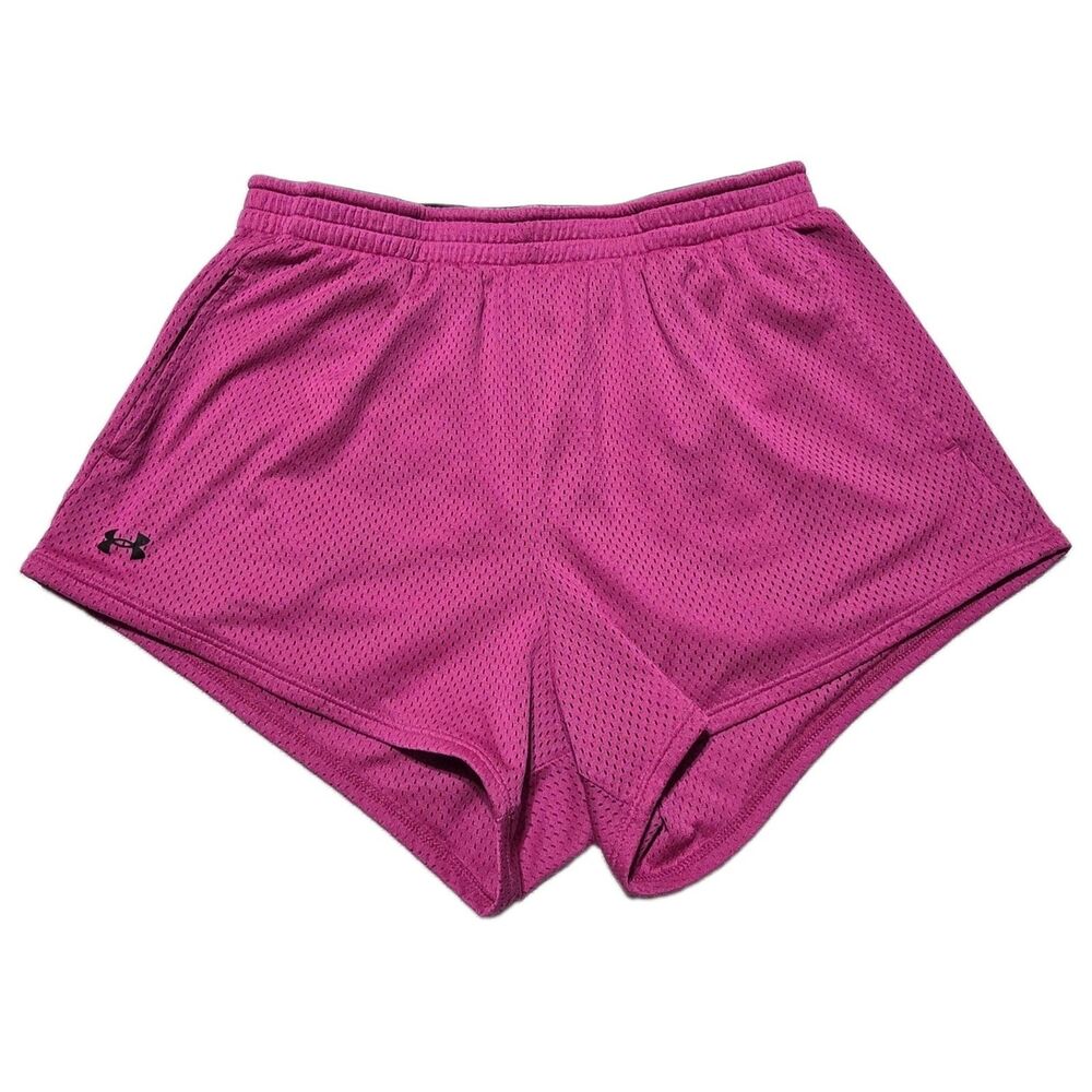 Under Armour Loose Women's Medium Athletic Tech Play Up Mesh Hot Pink Shorts